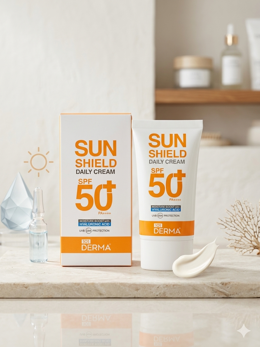 کرم ضد آفتاب روزانه 101 DERMA مدل Sun Shield با خاصیت آبرسانی عمقی