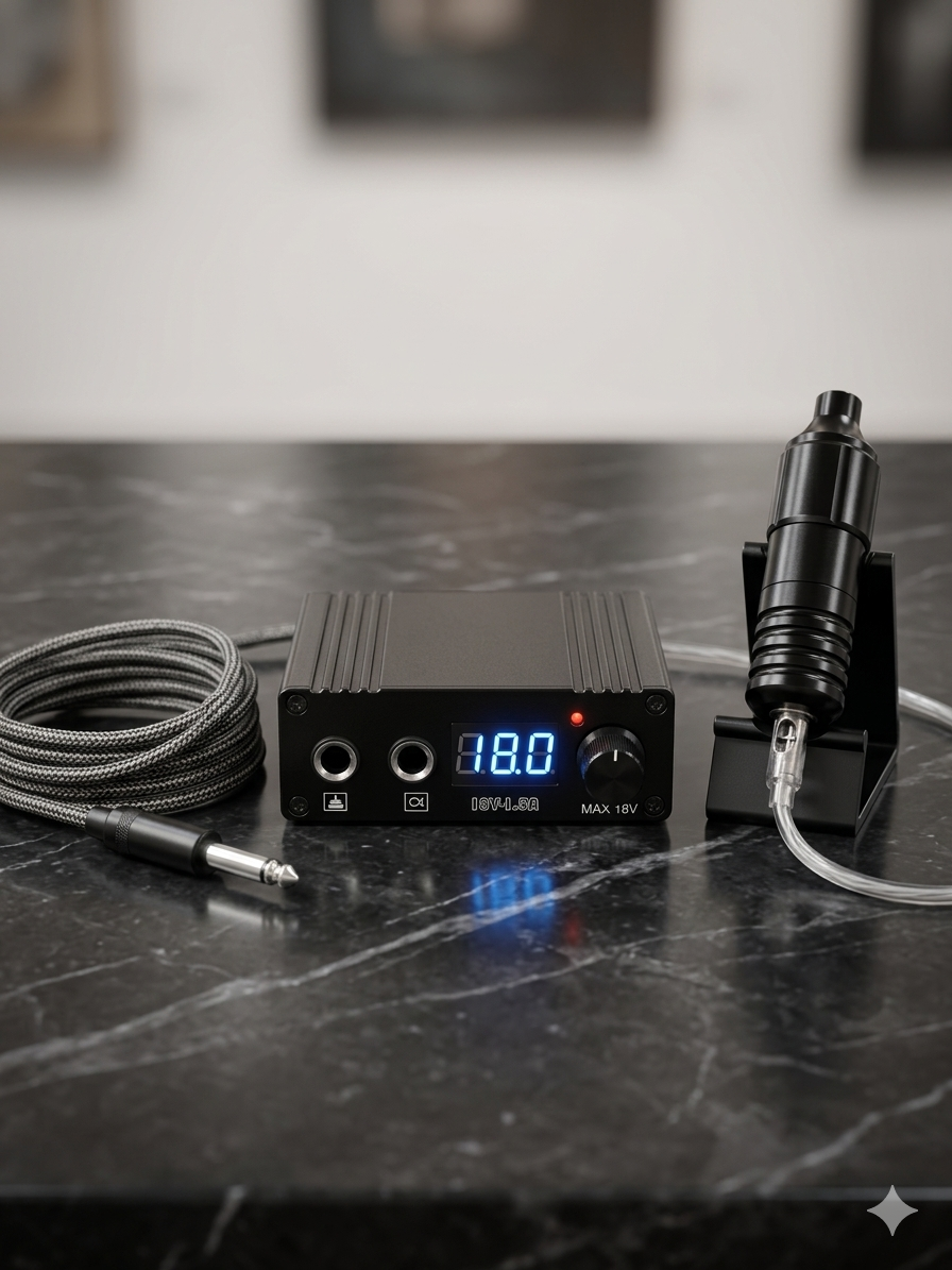 ترانس و منبع تغذیه تاتو دیجیتال مینی مدل 18V-1.5A (بدنه آلومینیومی)