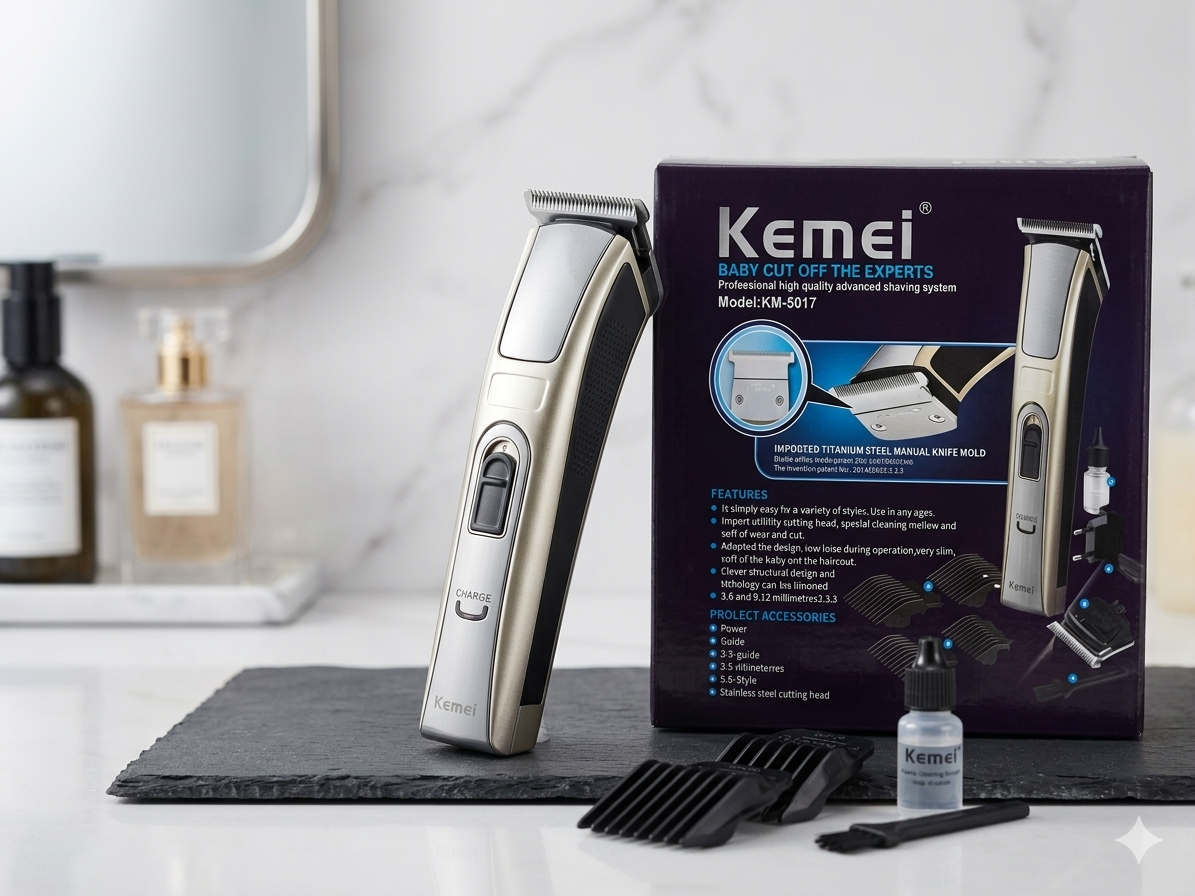 ماشین اصلاح و خط‌زن حرفه‌ای کیمی مدل KM-5017 (Kemei) – سری ایمن Baby Cut