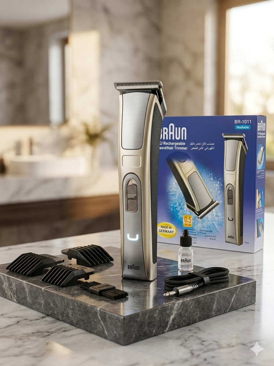 ماشین اصلاح مو و ریش براون مدل BR-1011 (Braun) – مجهز به سیستم تنظیم ۱۴ پله‌ای