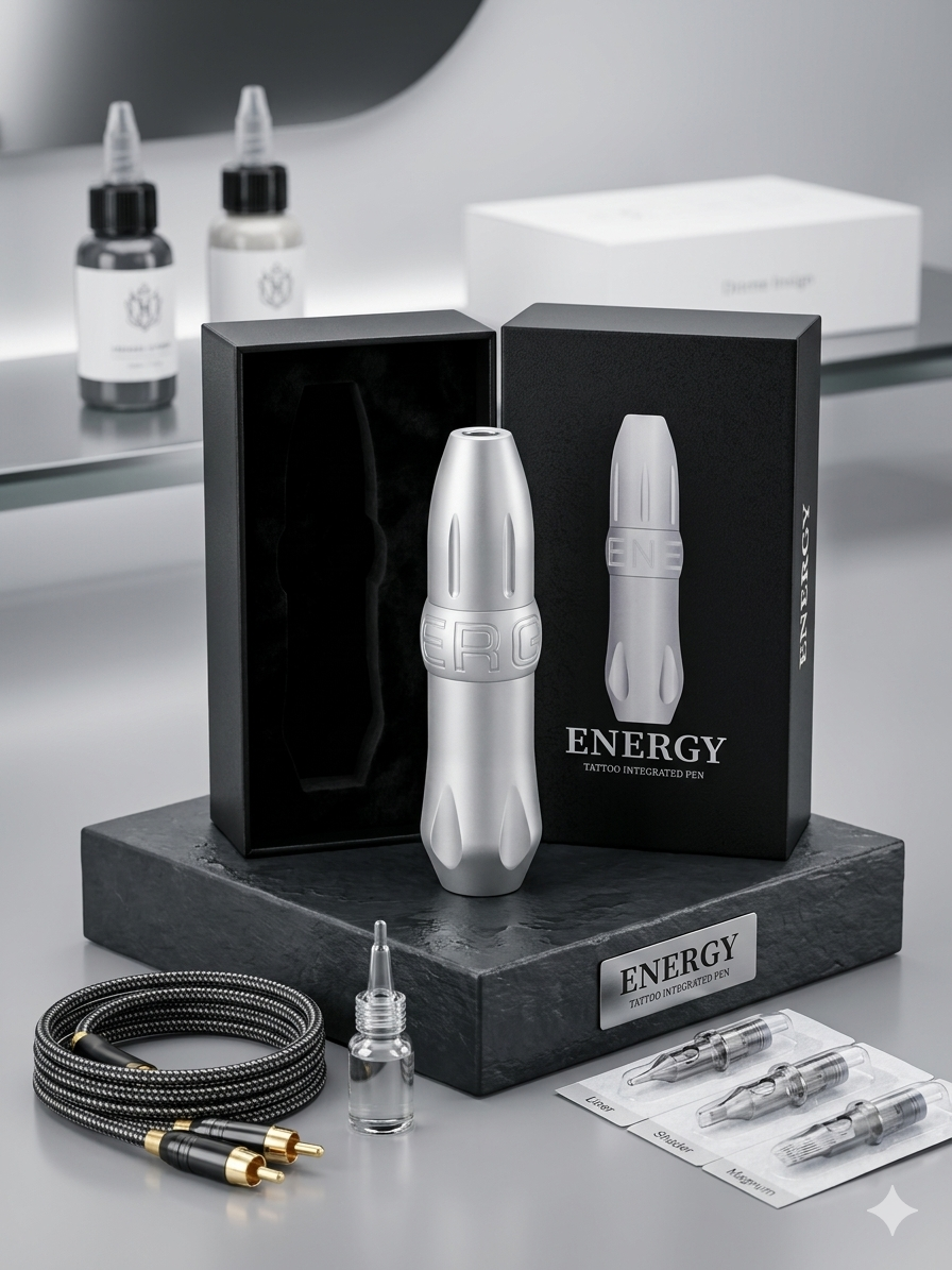 دستگاه تتو روتاری پن انرژی مدل Energy Tattoo Integrated Pen – نسخه نقره‌ای (Silver Edition)