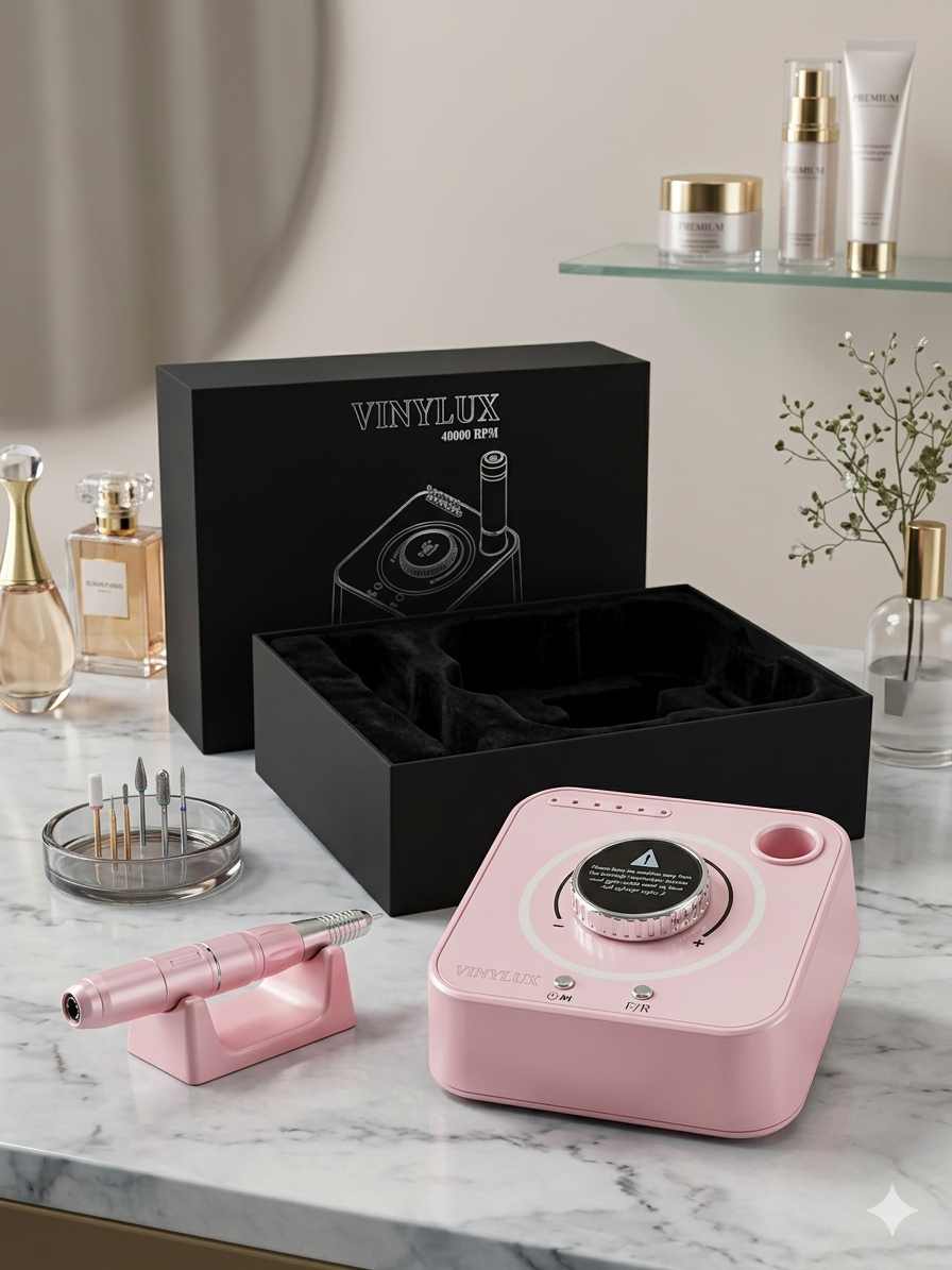سوهان برقی حرفه‌ای وینایلوکس مدل VINYLUX 40000 RPM – در دو رنگ جذاب (صورتی پاستلی / مشکی مات)