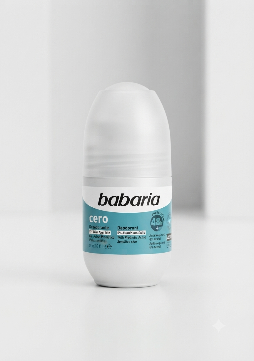 رول دئودورانت بدون آلومینیوم باباریا مدل سرو حجم ۵۰ (Babaria Cero 0% Aluminum)