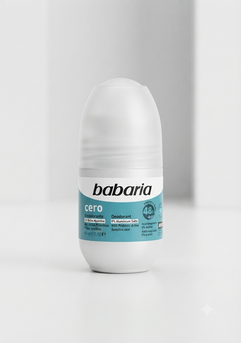 رول دئودورانت بدون آلومینیوم باباریا مدل سرو حجم ۵۰ (Babaria Cero 0% Aluminum)