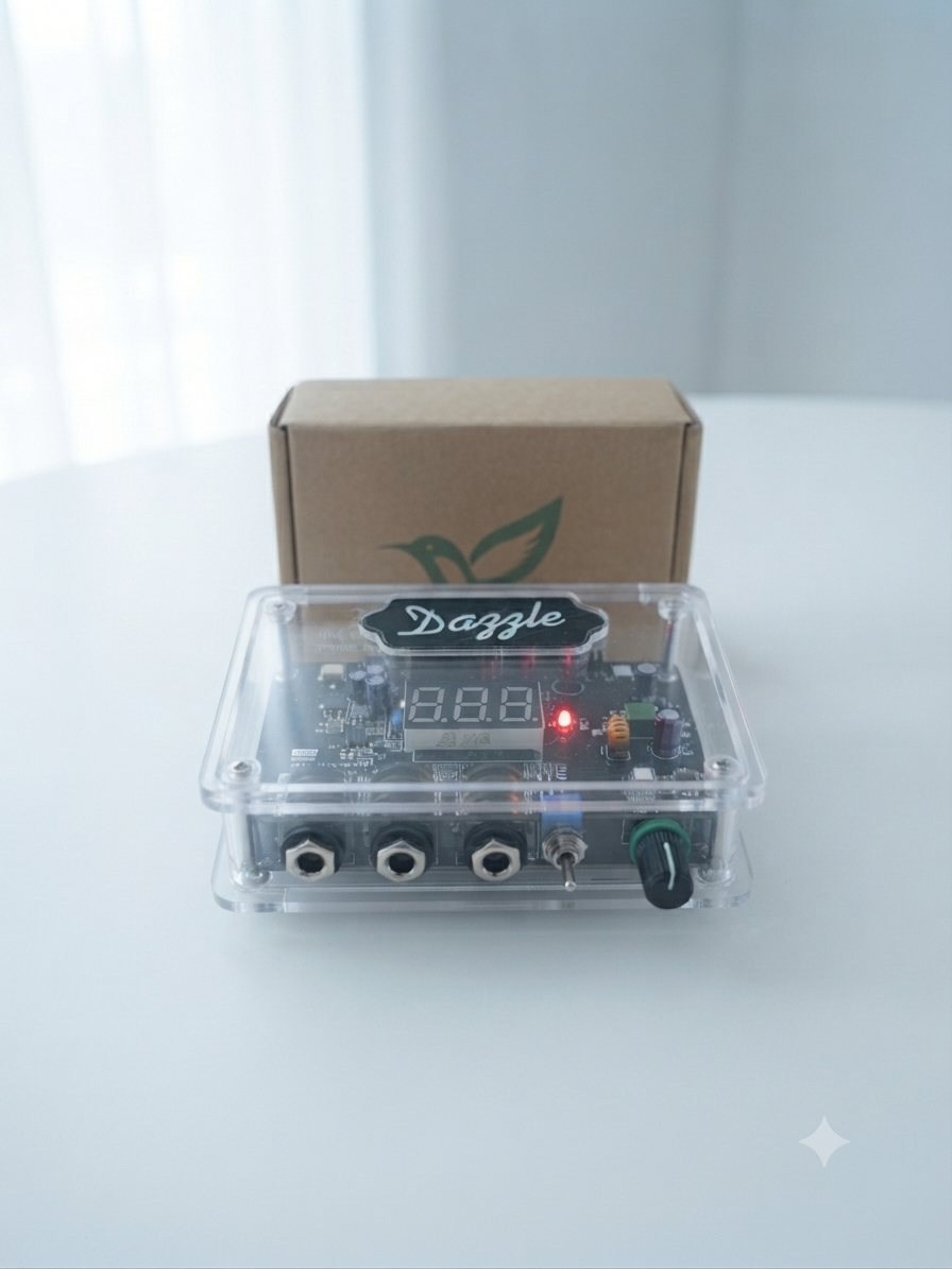 منبع تغذیه دیجیتال تتو دزل (Dazzle Tattoo Power Supply)؛ پاور شفاف حرفه‌ای