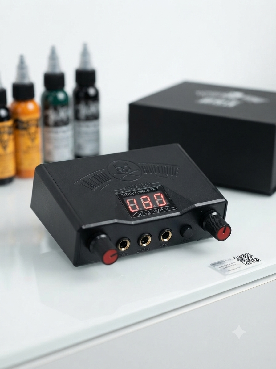 منبع تغذیه دیجیتال تتو بوتییک (Tattoo Boutique Power Supply)؛ پاور حرفه‌ای مشکی