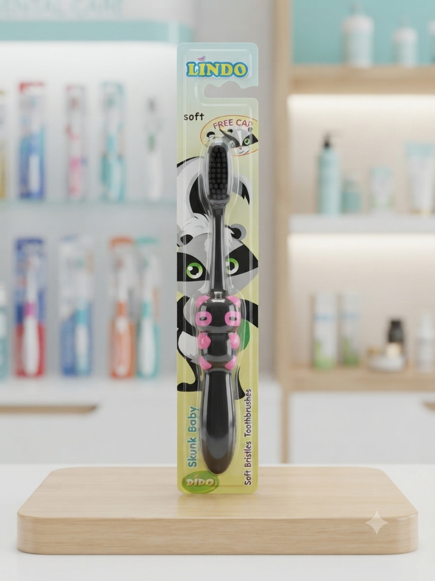 مسواک نرم کودک لیندو / دیدو مدل اسکونک بیبی (Lindo / DiDo Skunk Baby Soft Toothbrush)؛ برس دندان فانتزی و ضد حساسیت