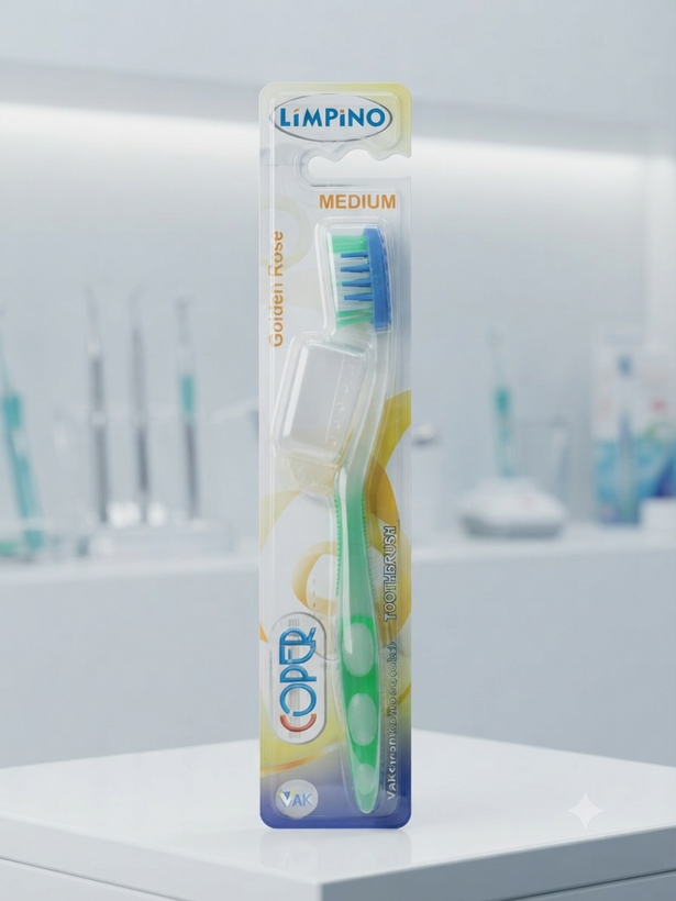 مسواک متوسط کوپر مدل گولدن رز (Limpino / Coper Golden Rose Medium Toothbrush)؛ پاکسازی حرفهای و محافظت از لثه