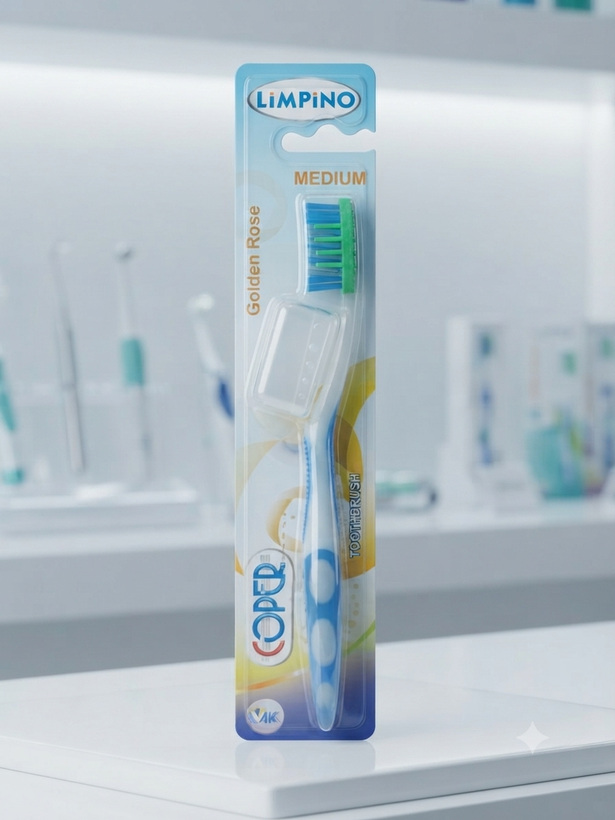 مسواک متوسط کوپر مدل گولدن رز (Limpino / Coper Golden Rose Medium Toothbrush)؛ پاکسازی حرفهای و محافظت از لثه