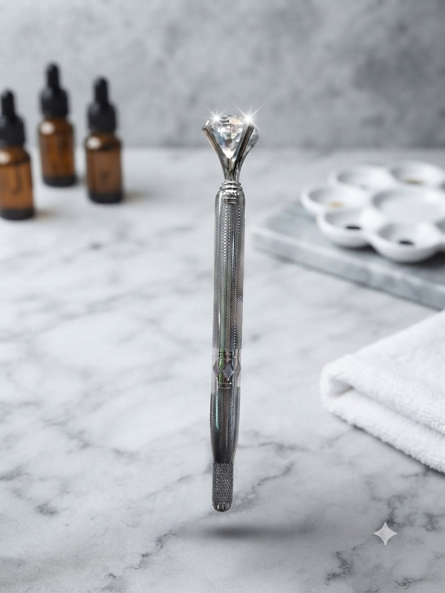 قلم میکروبلیدینگ نگین‌دار (Diamond Top Manual Microblading Pen)؛ قلم دستی فیبروز و تاتو صورت