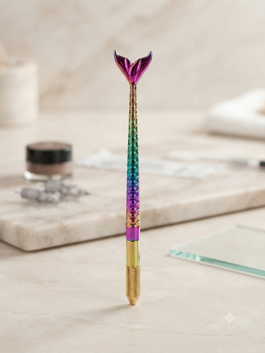 قلم میکروبلیدینگ تک سر طرح دم پری دریایی (Mermaid Tail Manual Microblading Pen)؛ قلم دستی فیبروز و تاتو صورت
