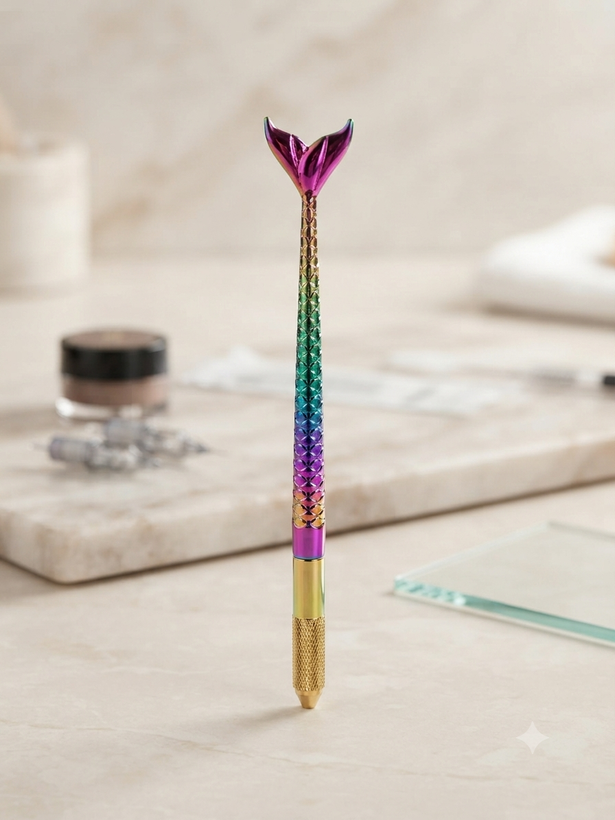 قلم میکروبلیدینگ تک سر طرح دم پری دریایی (Mermaid Tail Manual Microblading Pen)؛ قلم دستی فیبروز و تاتو صورت