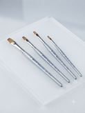 مجموعه قلمهای سر تخت کاشت ژل گراف مدل کولینسکی (Graph Kolinsky Flat Gel Brushes)؛ قلم حرفهای ناخنکاران با موی طبیعی سمور