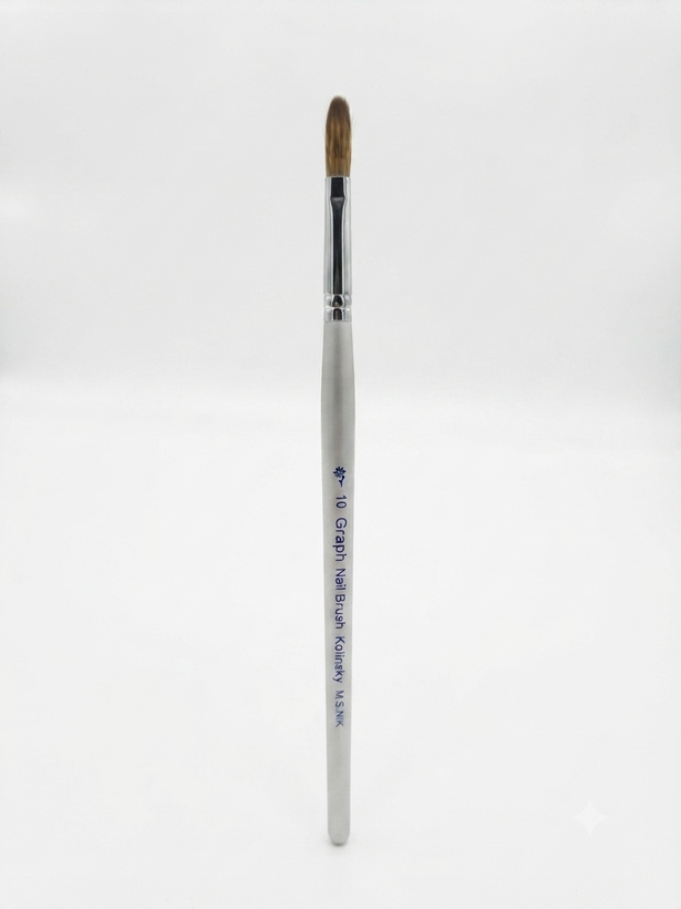 قلم زبان گربهای و سر گرد تخصصی طراحی و کاشت ناخن گراف مدل کولینسکی (Graph Kolinsky Round / Oval Nail Brush)؛ موی طبیعی سمور