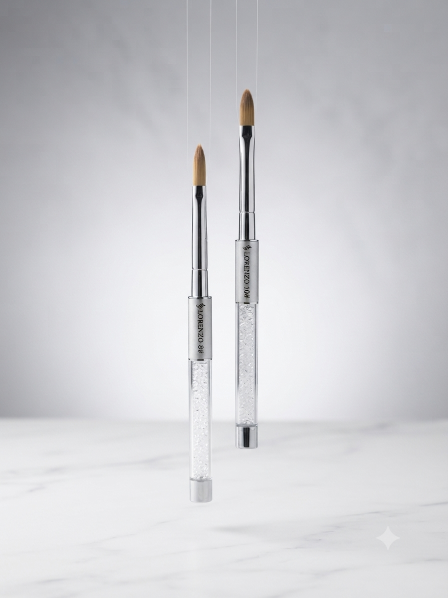 قلم کاشت پودر اکریلیک (کاشت پودر / لیکوئید) لورنزو مدل نگینی (Lorenzo Acrylic Nail Brush)