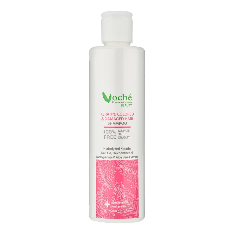 شامپو حاوی کراتین، مناسب موهای رنگ شده و آسیب دیده وچه (Voché Keratin, Colored & Damaged Hair Shampoo)